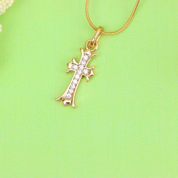 "Elegant Rose Gold Cross Pendant with Sparkling Accents, XPPT1629 - Picture 12 of 13